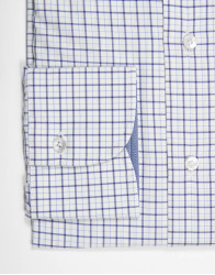 Patrick Hellmann Collection White Shirt With Blue Square Pattern 100% Cotton thumbnail 4
